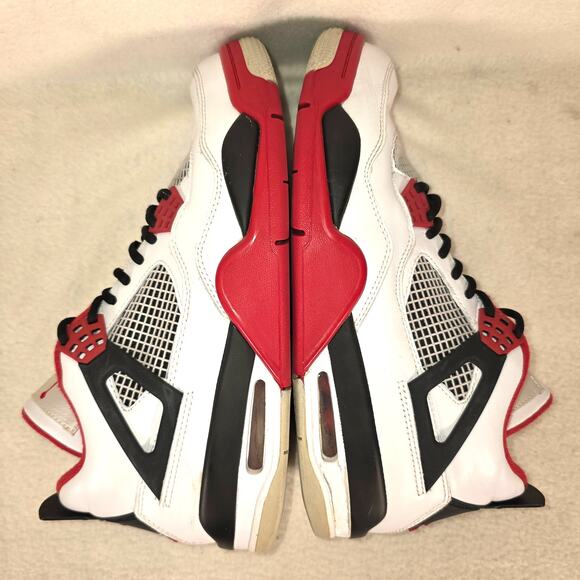 Nike Air Jordan Retro 4 308497-110 White/Red/Black Shoes Men's 8.5 Fire Red EUC - Picture 8 of 16